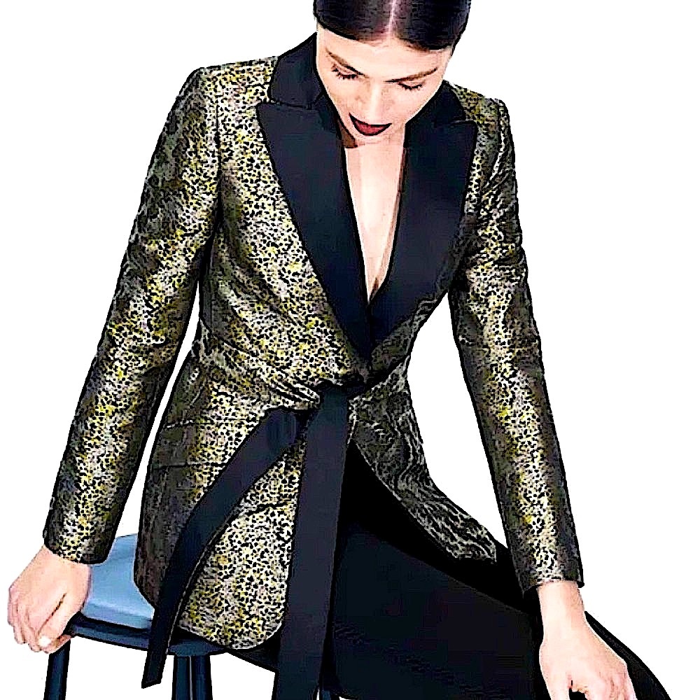 Karen Millen • Silver & Gold Lamé Tuxedo Jacket